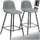 image 1 of Bar Stool Willow with backrest, upholstery and woven cover - Set of 2 Grey | Dark Grey/Black
