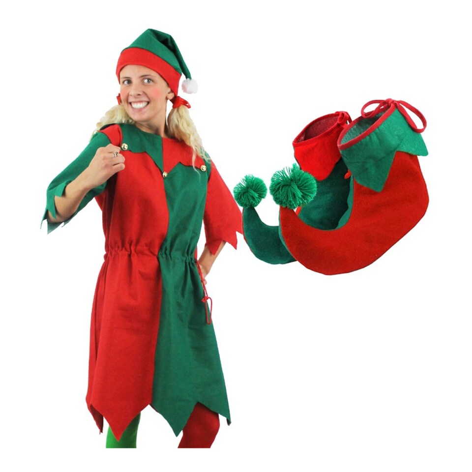 image 1 of Christmas Elf Tunic Costume with Boots | Multi | M