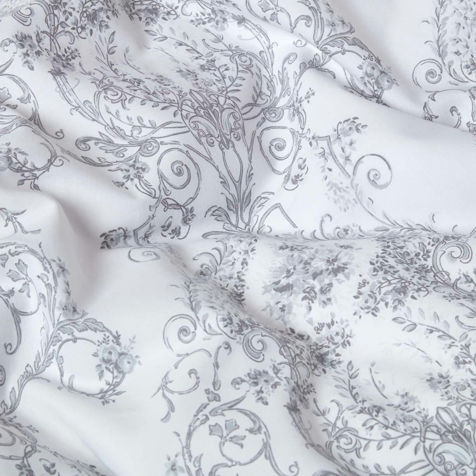 image 1 of Homescapes French Toile Patterned Duvet Cover Set, Double | Grey