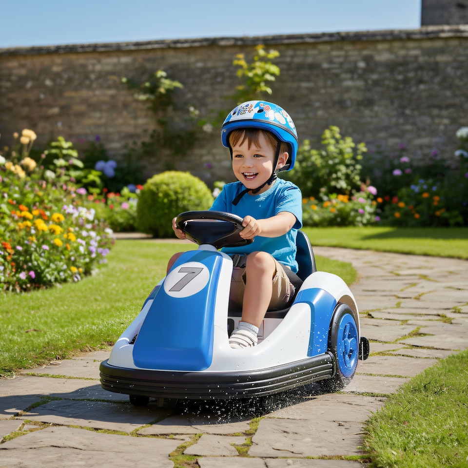 image 1 of AIYAPLAY Kids Bumper Car, Electric Ride-on, 6V 360-Degree Spin Waltzer Car with Dual Motors, Music and Horn for Kids Ages 3-8 Years | Blue