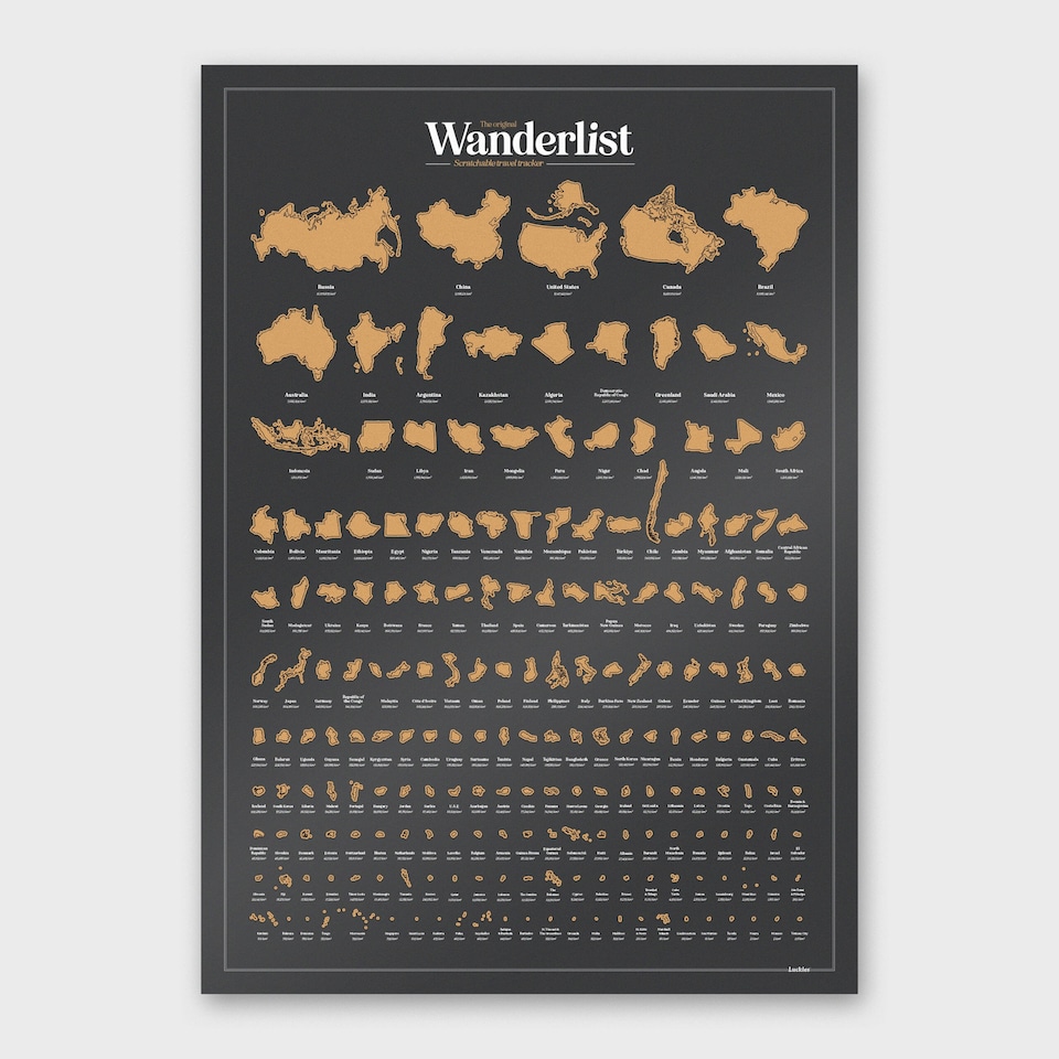 image 1 of Suck UK Wanderlist Scratch Poster - Travel Bucket List Map