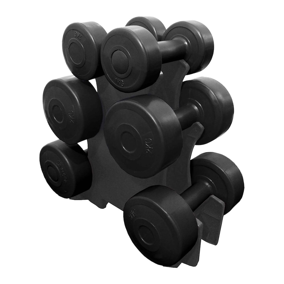 image 1 of Azure 12kg Dumbbell Set with Stand