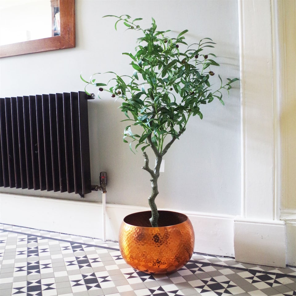 image 1 of Artificial Olive Tree Bush by Leaf Design UK Artificial Olive Tree Black Pot Botanik | Green | 4ft