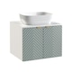 image 7 of Bathroom Vanity Unit 600mm Wall Cabinet Floating Ribbed Fluted Door Green Cara
