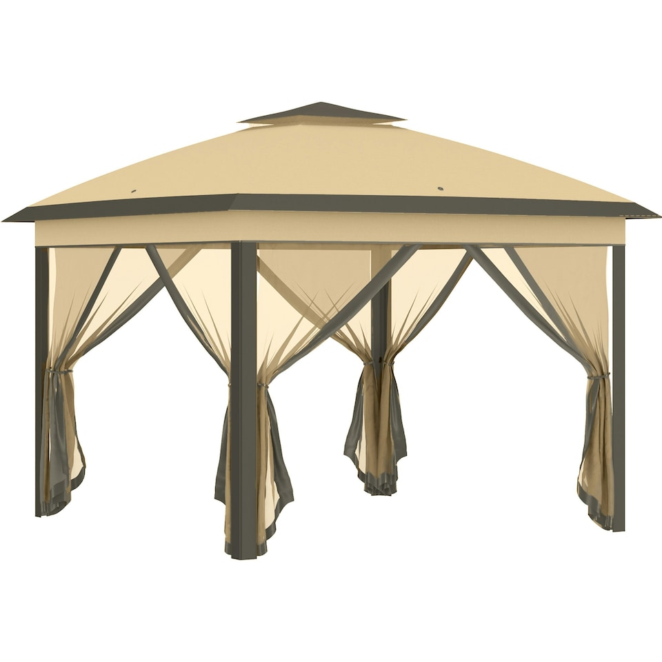 image 1 of Outsunny Pop Up Gazebo Height Adjustable Canopy Tent w/ Carrying Bag, Beige