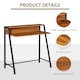 image 5 of HOMCOM 2-Tier Storage Computer Workstation with Shelf, Metal Frame Walnut