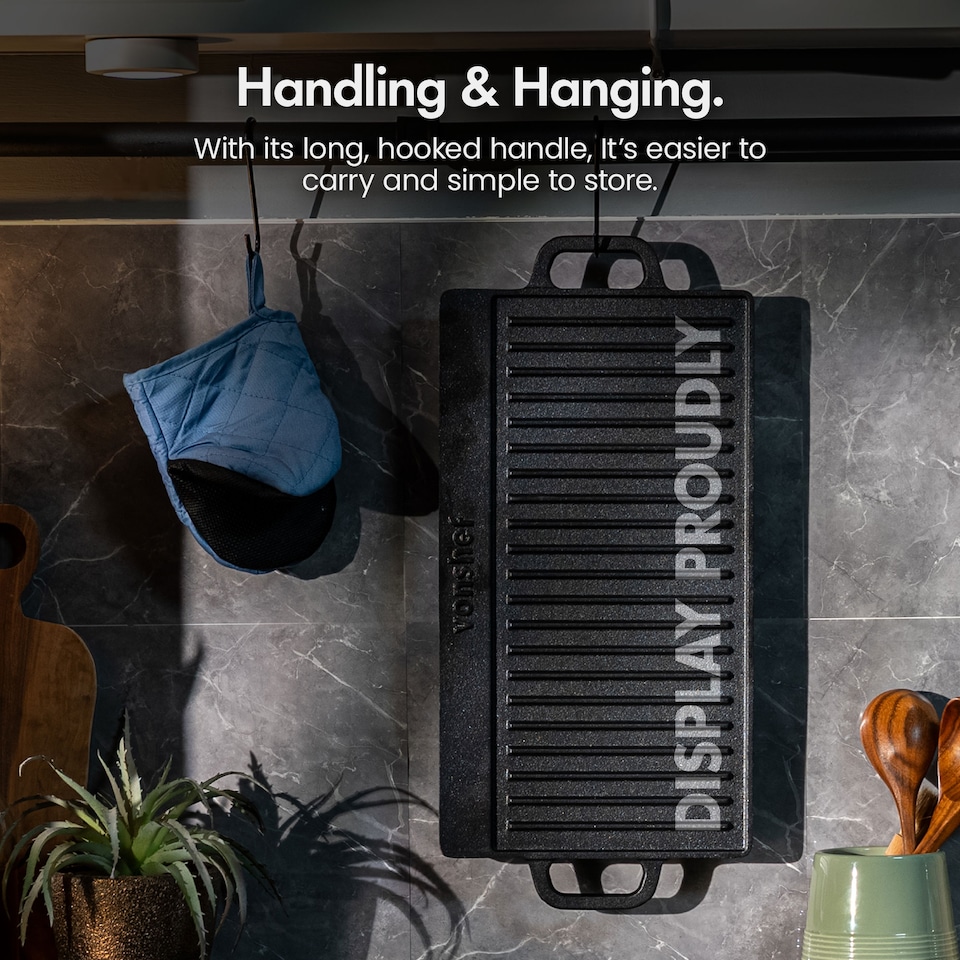 image 1 of VonShef Cast Iron Griddle Plate, Pre-Seasoned Non-Stick