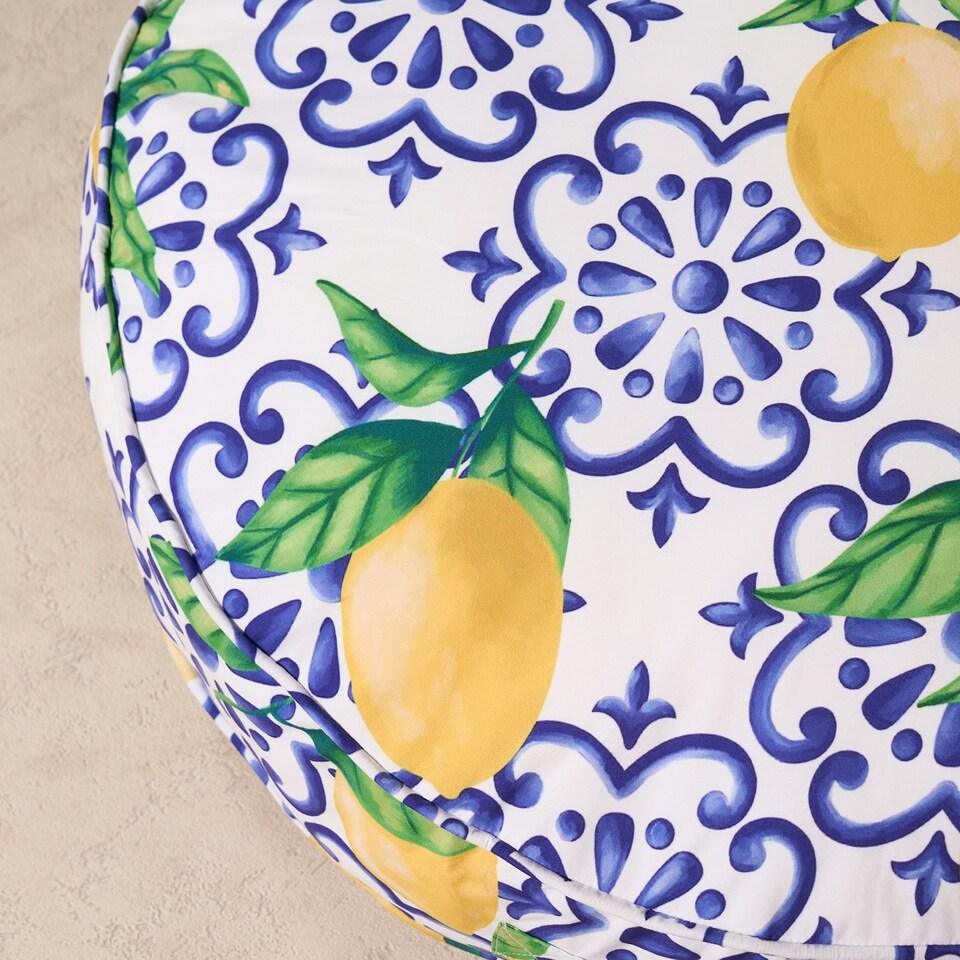 image 1 of OHS Lemons Outdoor Garden Patio Deck Large Plump Round Water Resistant Floor Plush Seat Cushion Blue | 60cm