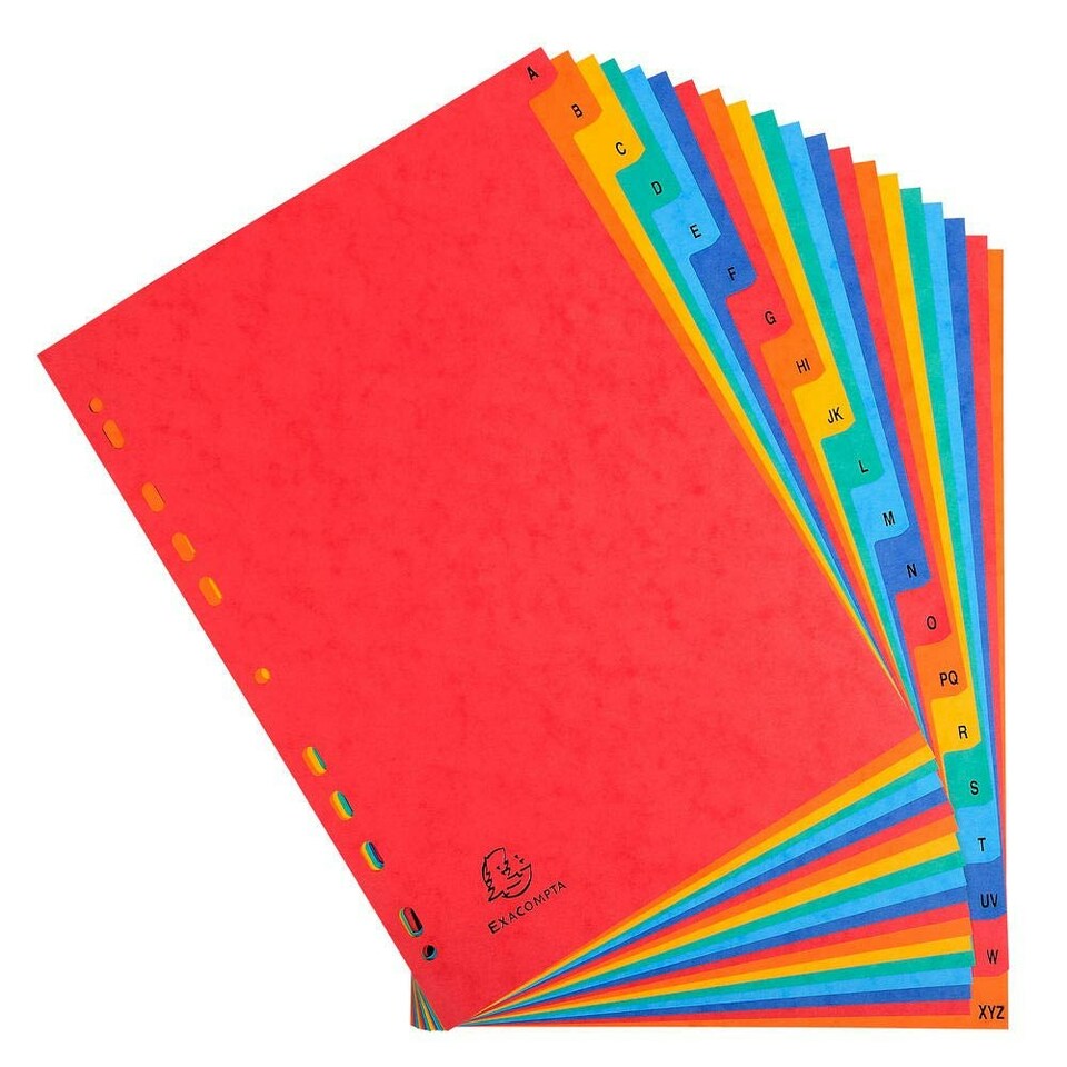 image 1 of Exacompta - Ref 4803Z - Europa Collection - Printed Indices - Suitable for Use With A4 Documents, 225gsm Premium Pressboard, 20 Parts (A-Z) - Multicoloured