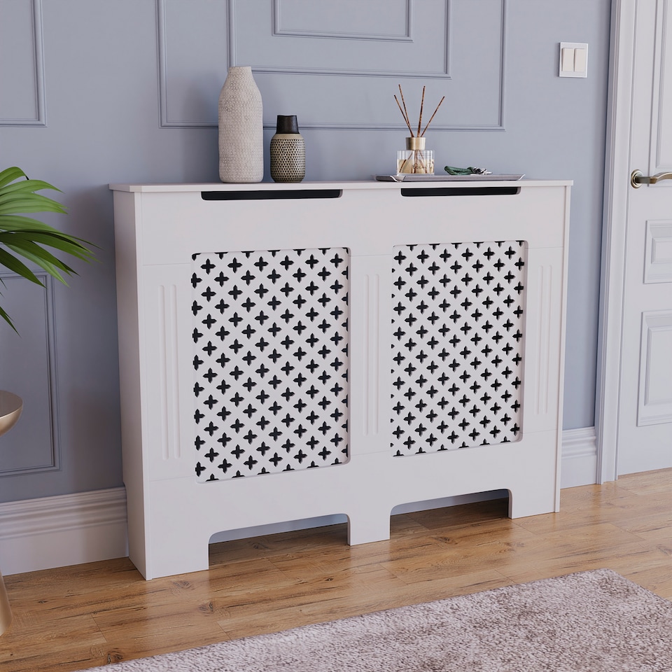 image 1 of Vida Designs Oxford Radiator Cover Painted MDF Cabinet, White, 111cm
