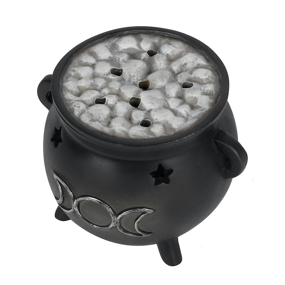 image 1 of Something Different Triple Moon Cauldron Backflow Incense Burner - Black - One Size