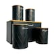 image 2 of Oypla 5pc Black Bamboo Lid Kitchen Canister Storage Tin Set Bread Biscuits Tea Sugar Coffee Black