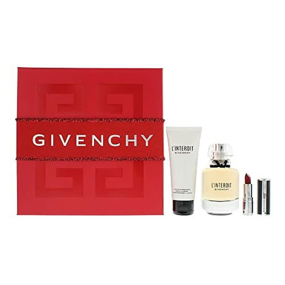image 1 of Givenchy L'Interdit Gift Set 80ml EDP + 75ml Body Lotion + 1.5g Le Rouge Lipstick - 333 L'Interdit