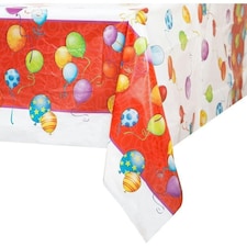 Unique Party Plastic Balloons Birthday Tablecloth - White/Red - One Size