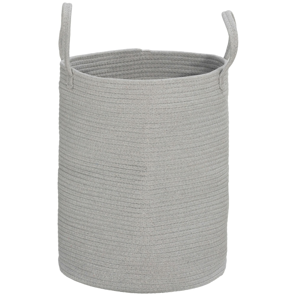 image 1 of HOMCOM 36L Cotton Rope Laundry Basket with Handles for Pillows Clothes Grey