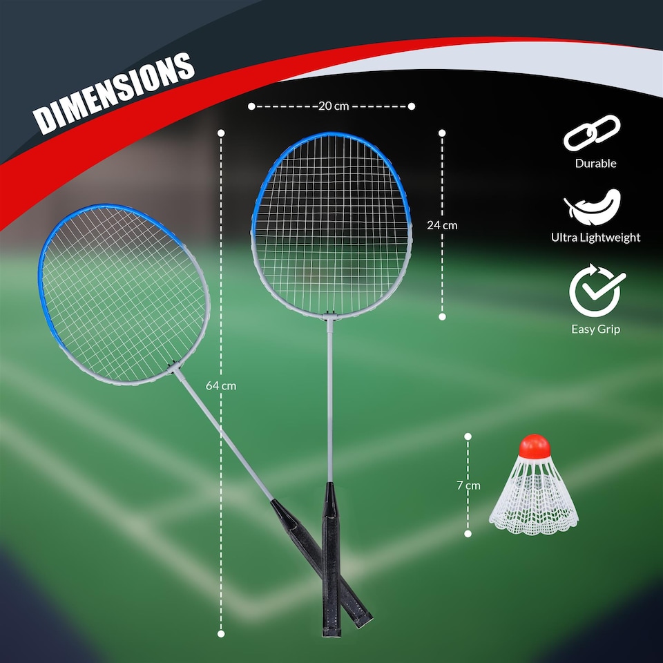 image 1 of The Magic Toy Shop Badminton Rackets Set of 2 Indoor Outdoor Sports Game
