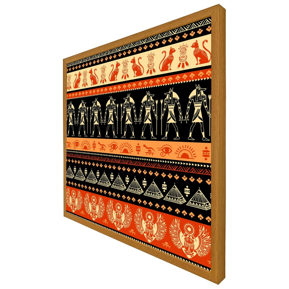 image 1 of Egyptian heiroglyphs in orange & black (Picture Frame) Black | M