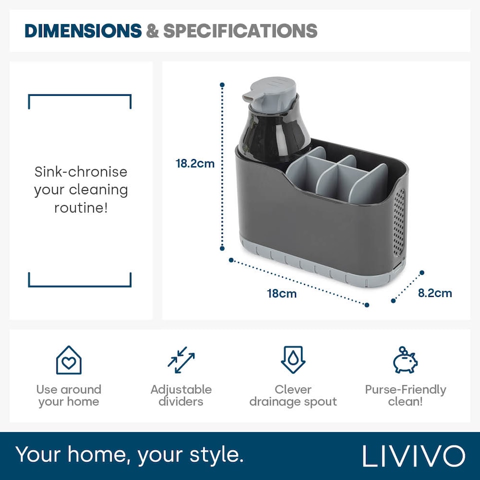 image 1 of Black Sink Caddy with Soap Dispenser