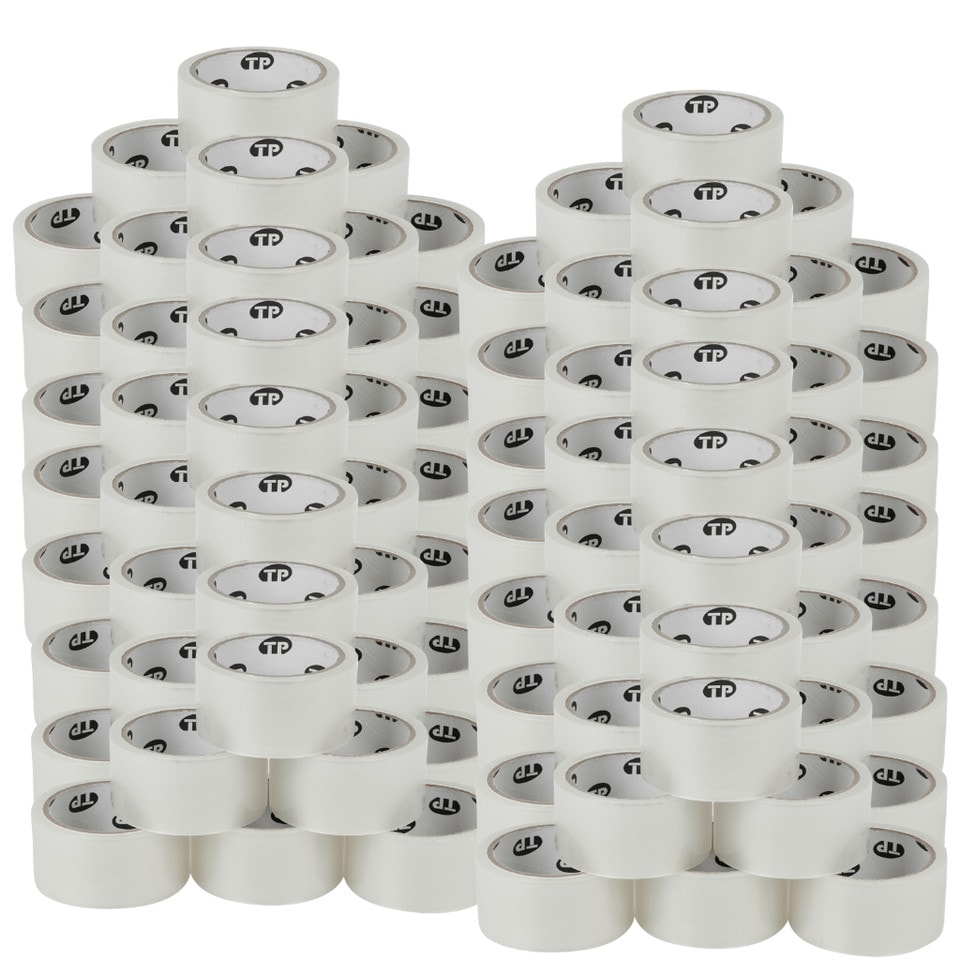 image 1 of Heavy Duty Clear Packaging Tape Rolls Strong Adhesive for Sealing Parcels Boxes | White | 96
