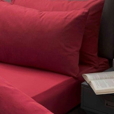 Belledorm Brushed Cotton Extra Deep Fitted Sheet - Red - Single