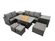 image 2 of Fimous Garden Outdoor Rattan Furniture Set Rattan Love Sofa 3 Seater Sofa with 2 Side Tables 3 Footstools Dark Grey Mixed