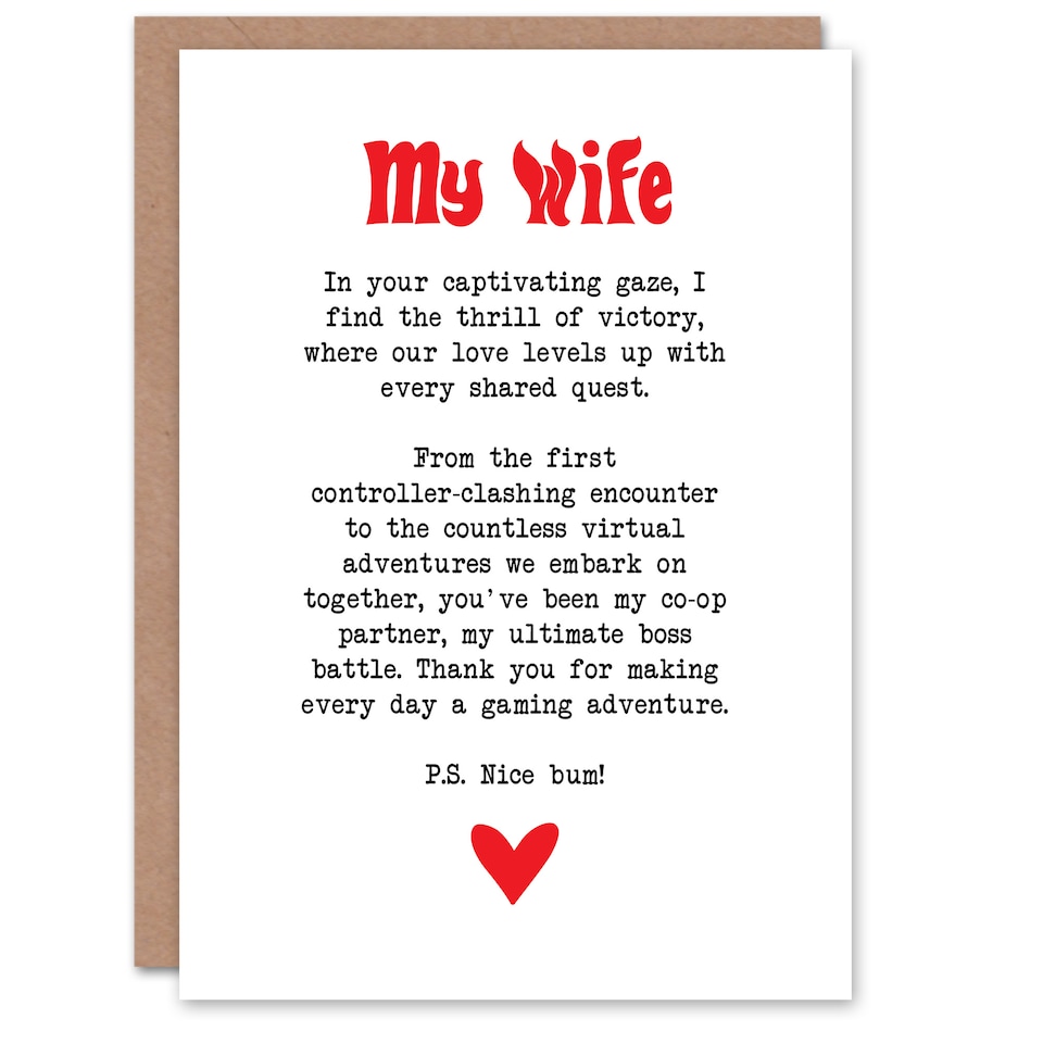 image 1 of Greeting Card Love Poem Gamer Nerd Wife Romantic Poetry Anniversary
