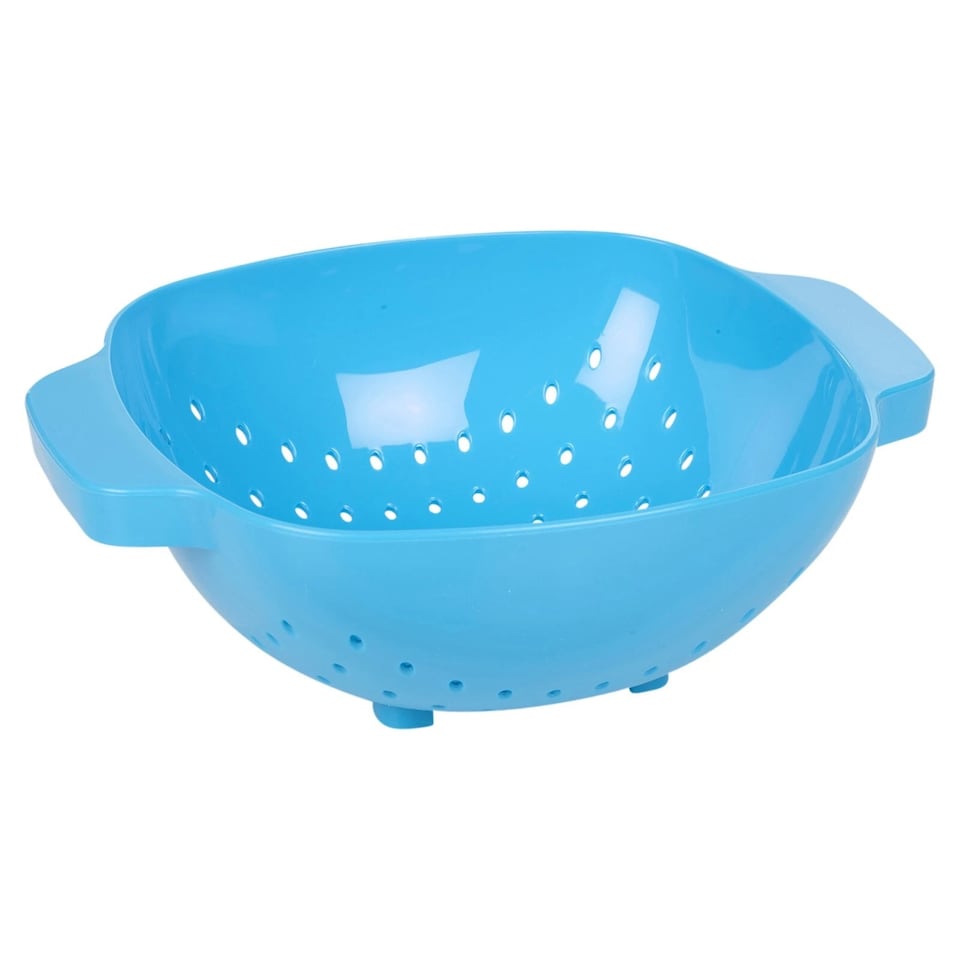 image 1 of Plastic Colander Sieve Mesh Food Pasta Rice Veg Washing Strainer Kitchen Basket | Blue | Blue