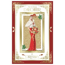 For a Dear Daughter Lady With Bunch of Flower Design Christmas Card