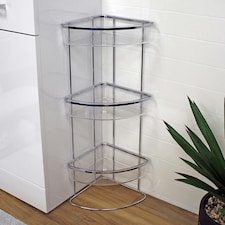 Showerdrape Pure Chrome Freestanding Bathroom Floor Corner Caddy