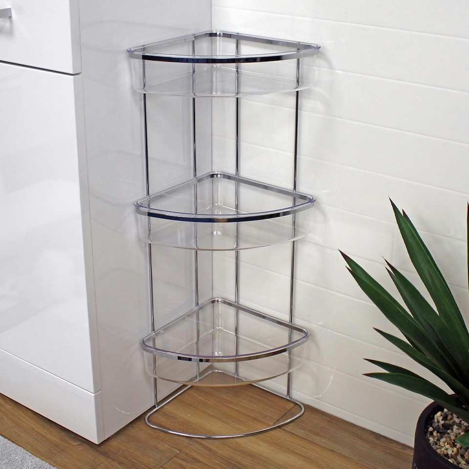 image 1 of Showerdrape Pure Chrome Freestanding Bathroom Floor Corner Caddy