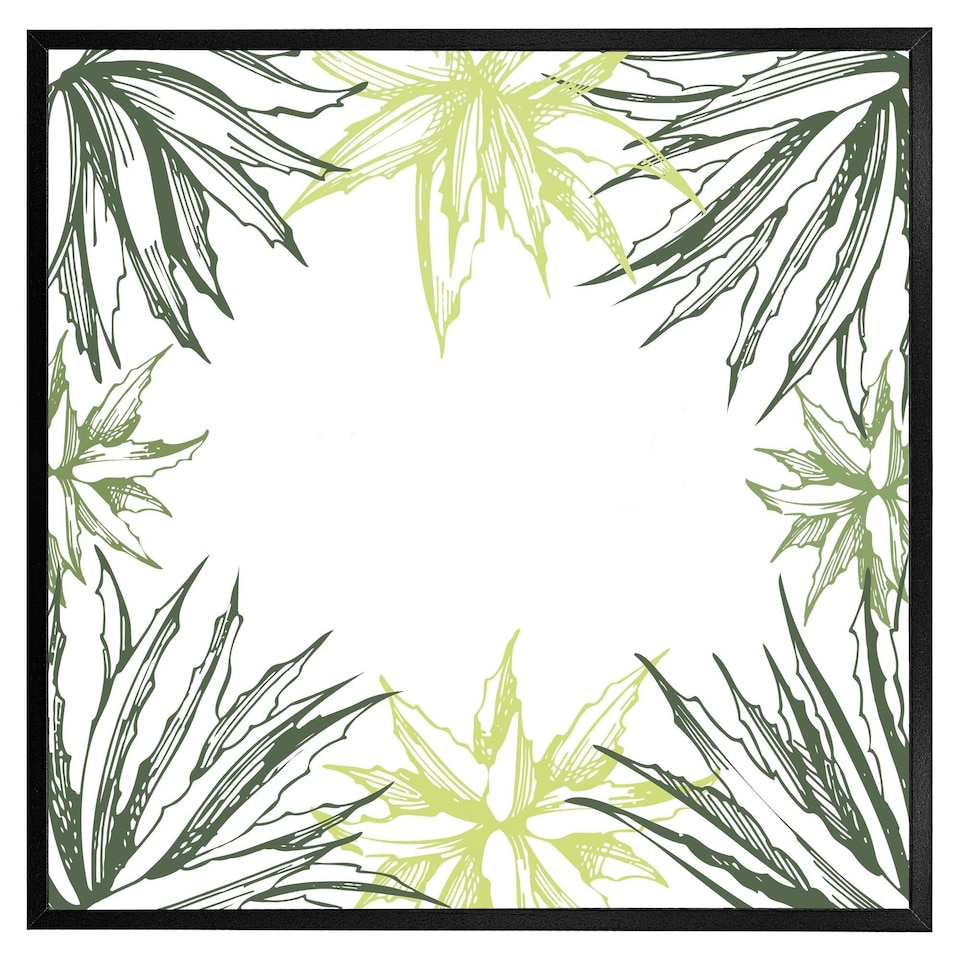image 1 of Green leaf border (Picture Frame) Black | XS