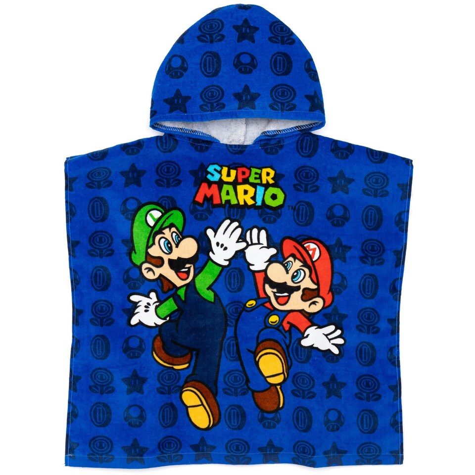 image 1 of Super Mario Childrens/Kids Hooded Towel - Blue - One Size
