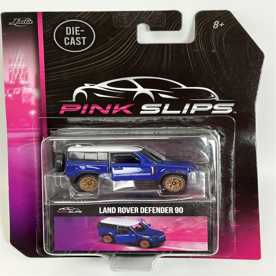 image 1 of Land Rover Defender 90 Blue 1:64 Scale Pink Slips Jada 213291000