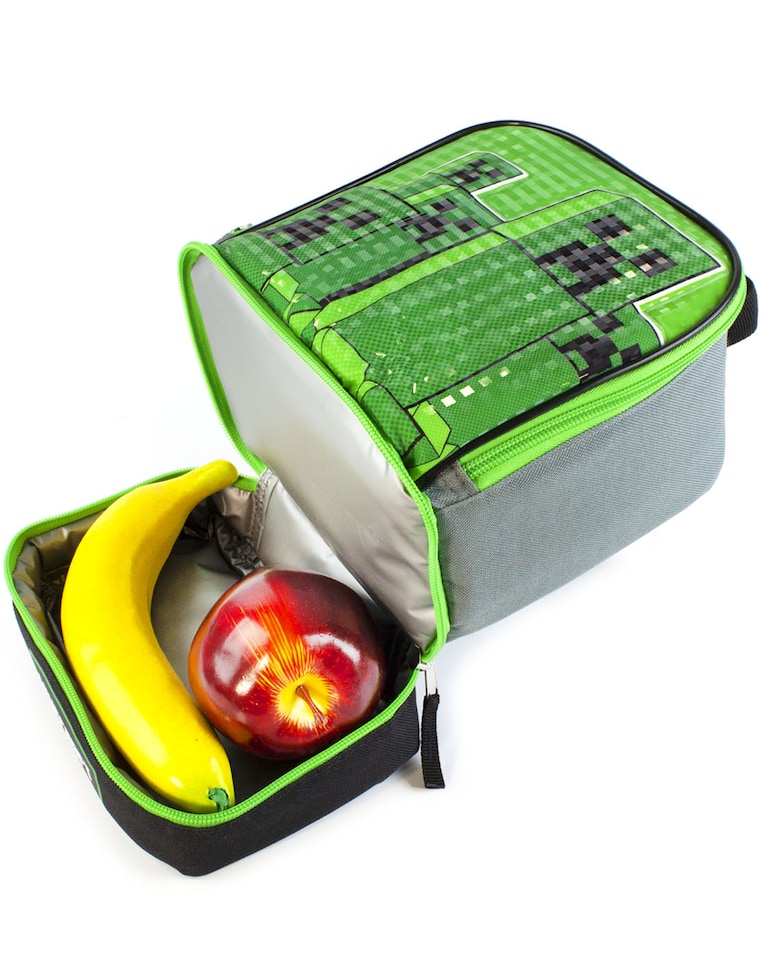image 1 of Minecraft Lunchbox for Kids | Embark on Boys and Girls Creeper Adventure | Green Zip Compartment Food Bag | Iconic Game Merchandise in One Size Fun | Carry The Pixelated Adventure Every Day