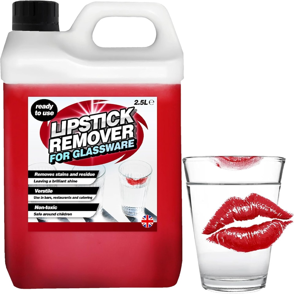 image 1 of 4 x 2.5 Litre Lipstick Remover Ready To Use Liquid Formula For Glassware