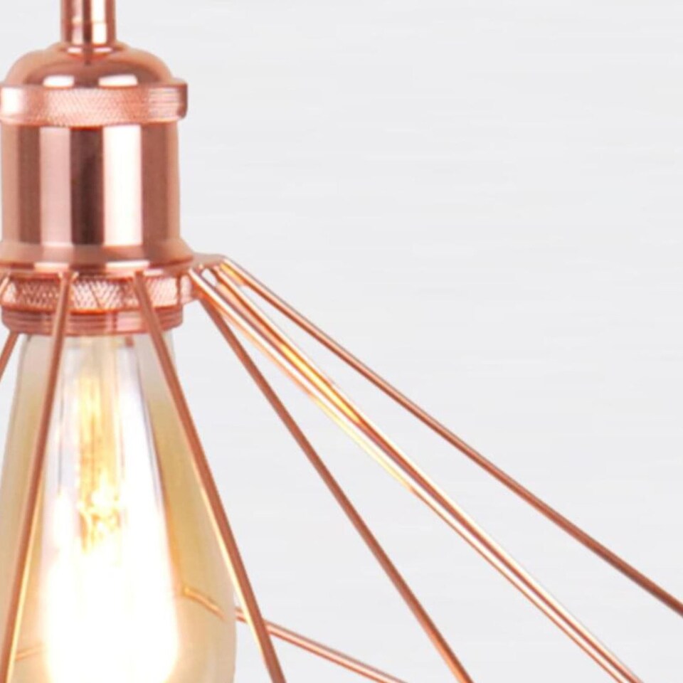 image 1 of Set of 2 Copper Geometric Pendant Light Fittings | Black | Copper | 2