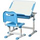 image 1 of HOMCOM Kids Desk and Chair Set Adjustable Tiltable with Drawer Pen Slot Hook Blue
