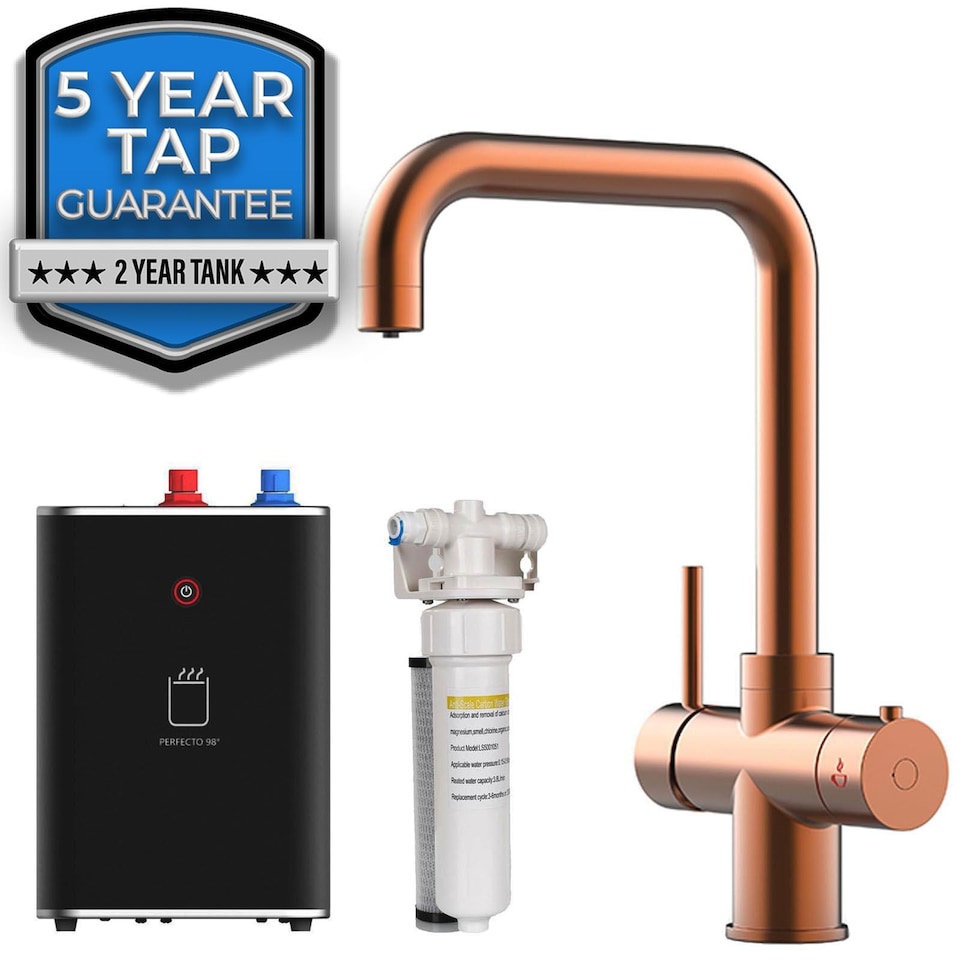 image 1 of SIA BWT340CU Copper 3-in-1 Instant Boiling Hot Water Tap Including Tank & Filter