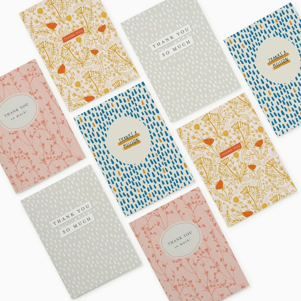 image 1 of Classic Design Thank You Card Pack - Pack of 8 (4 Designs)