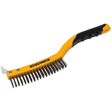 Roughneck Wire Brush Soft Grip With Scraper - Multi Colour - Stainless Steel
