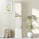 image 6 of kleankin Tall Bathroom Cabinet with Mirror, High Gloss White | White | 162H x 32W x 28D cm