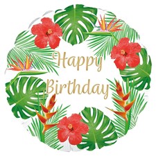 Oaktree Tropical Happy Birthday Balloon - White/Green/Red - One Size