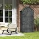 image 2 of Outsunny Wooden Outdoor Storage Shed, Compact Utility Outdoor Tool Shed with Lockable Double Doors and Shelves, Grey