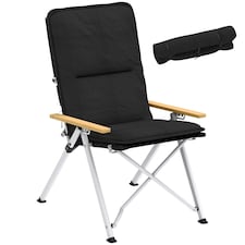 Outsunny Padded Camp Chair Outdoor High Back Folding Recliner with Bag Black 