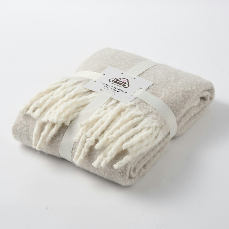 image 1 of Aisling Marl Faux Mohair Throw - Super Soft, Stylish Tasselled Blanket Grey | Chateau Grey