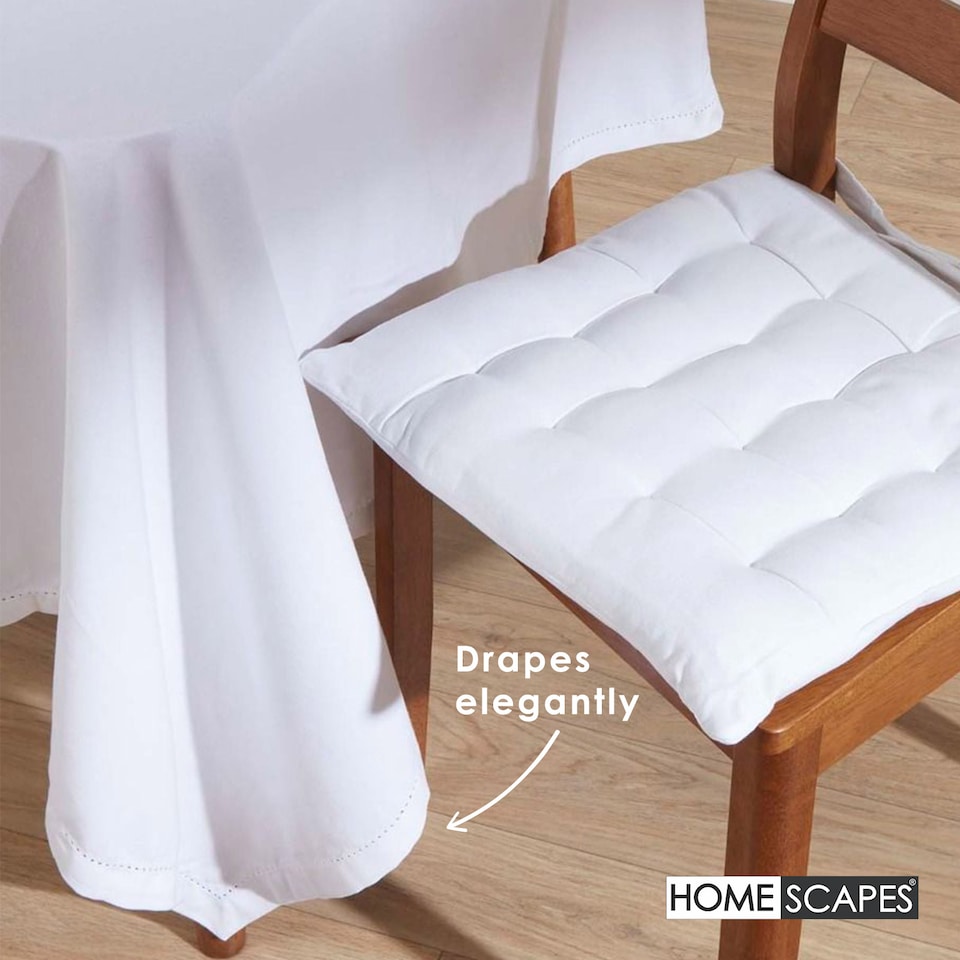 image 1 of Homescapes White Tablecloth - 178 x 300 cm | White | 178cm x 300cm (70" x 120")