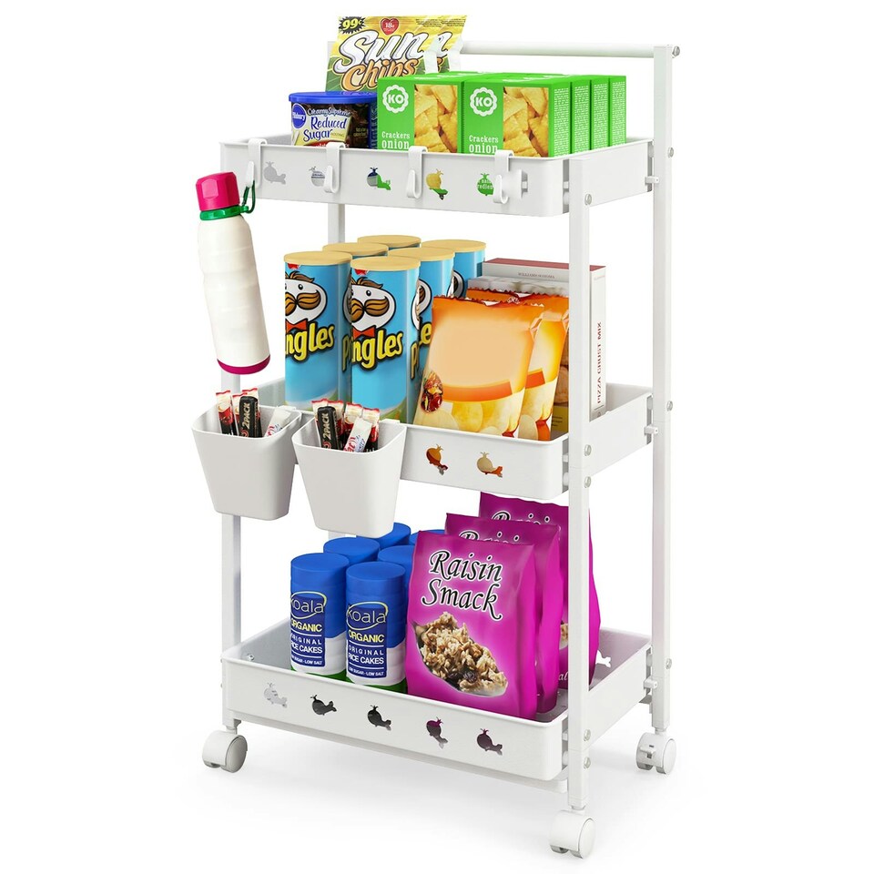 image 1 of COSTWAY 3-Tier Rolling Storage Cart Utility Cart
