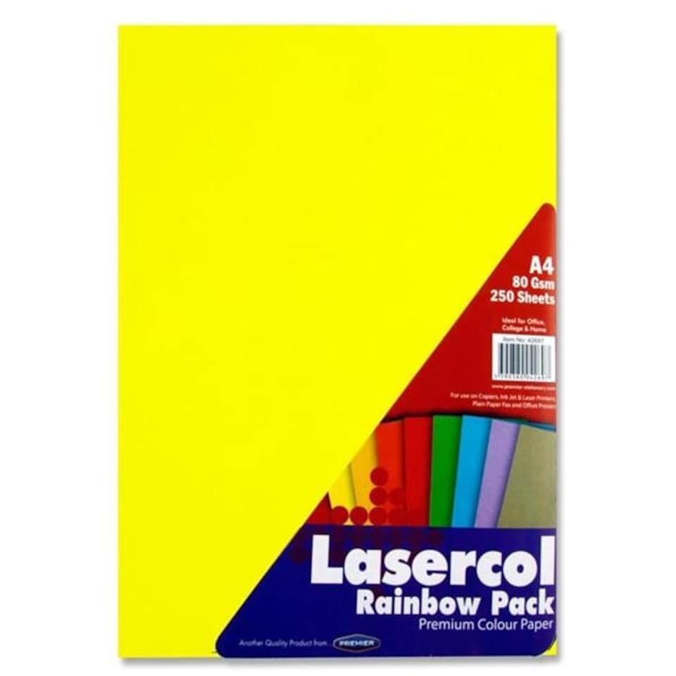 image 1 of Pack of 250 Sheets A4 Rainbow Assorted 80gsm Paper by Lasercol
