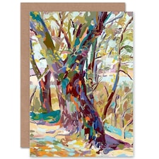 Abstract Forest Tree Colourful Nature Painting Greetings Art Card