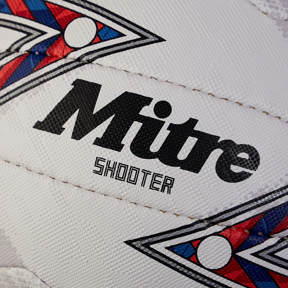 image 1 of Mitre Shooter Match Netball | Great Grip | Durable Design, White/Red/Blue, 5